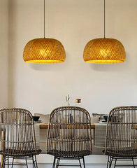 Bamboo basket pendant lamp