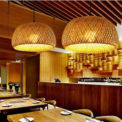 Bamboo basket pendant lamp